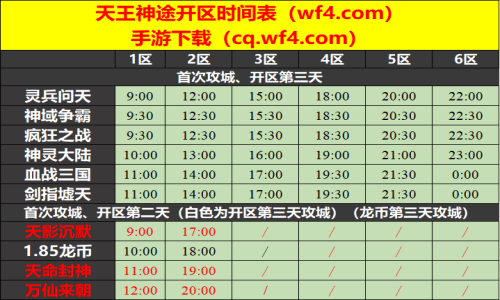 09月19日天王神途手游开服表及合区公告