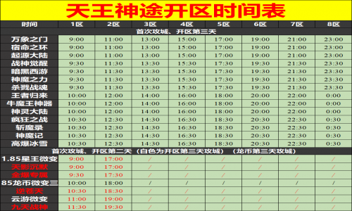 09月11日天王神途手游开服表及合区公告