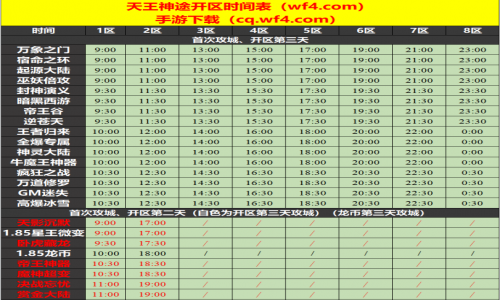 07月31日天王神途手游开服表及合区公告