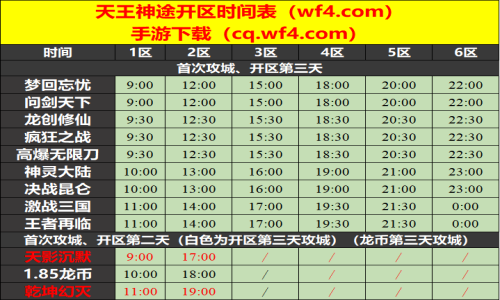 09月12日天王神途手游开服表及合区公告