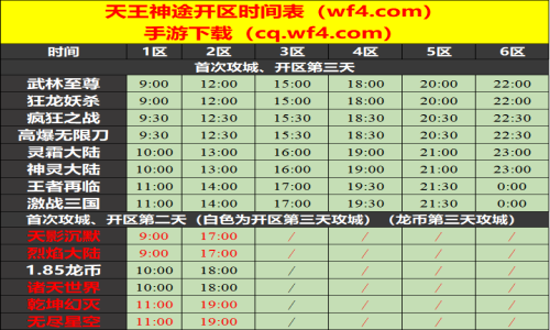 08月10日天王神途手游开服表及合区公告