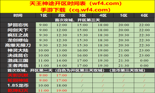 09月11日天王神途手游开服表及合区公告