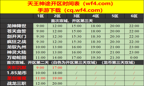 06月13日天王神途手游开服表及合区公告