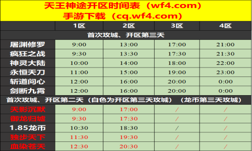 06月24日天王神途手游开服表及合区公告